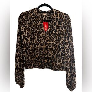 Leopard Print Long Sleeve Blouse – Size M